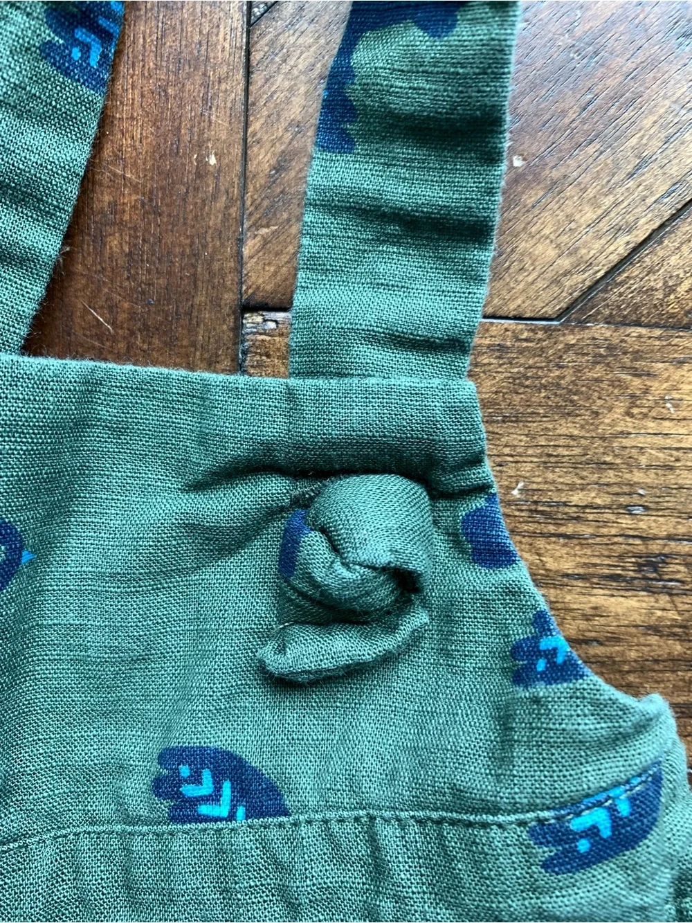 Gymboree Olive Green Overalls with Blue Bird Print